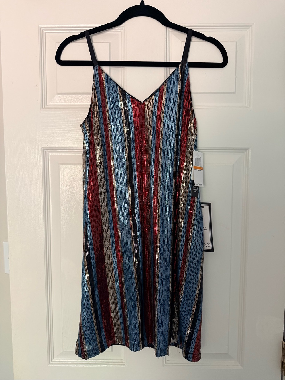 Striped Sequin Slip Dress